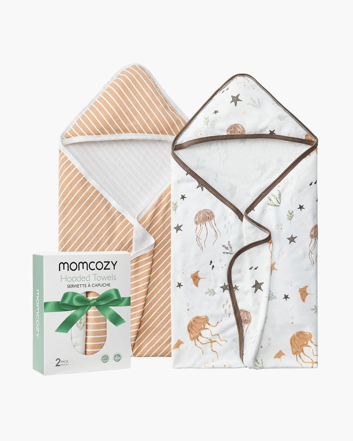 Lot de 2 serviettes à capuche pour bébé – Douche Nouveau-né