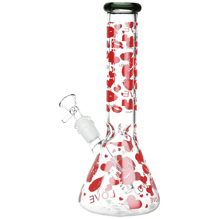 Love Heart & Kiss Pattern Glass Beaker Bongs