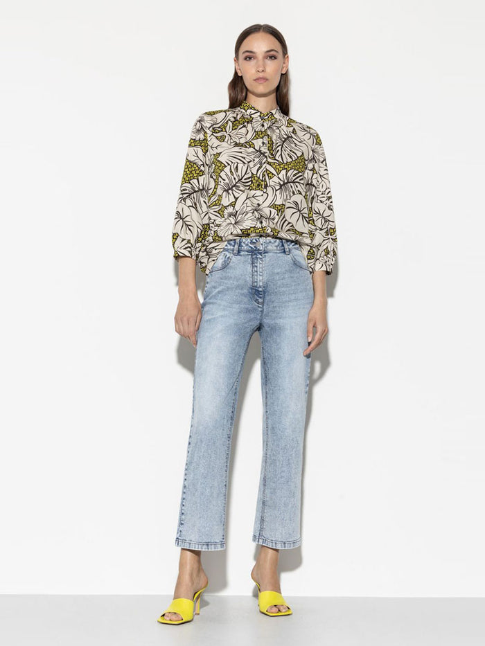 Luisa Cerano Blouse with Leaf Print Multi