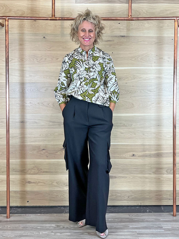 Luisa Cerano Blouse with Leaf Print Multi