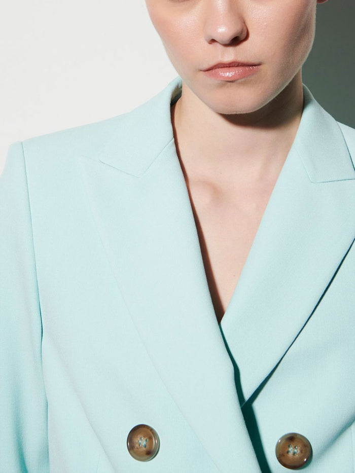 Luisa Cerano Double Breasted Blazer Mineral Aqua