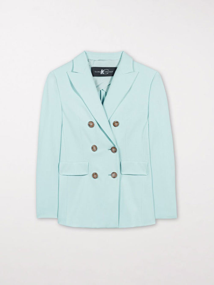 Luisa Cerano Double Breasted Blazer Mineral Aqua