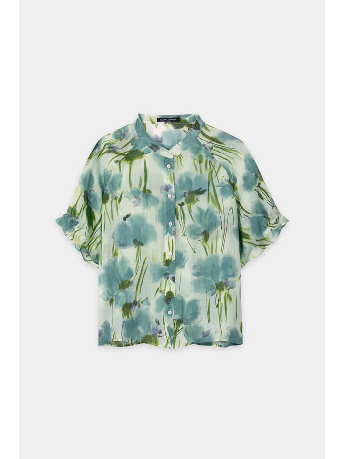 Luisa Cerano Floral Blouse Blue & Green
