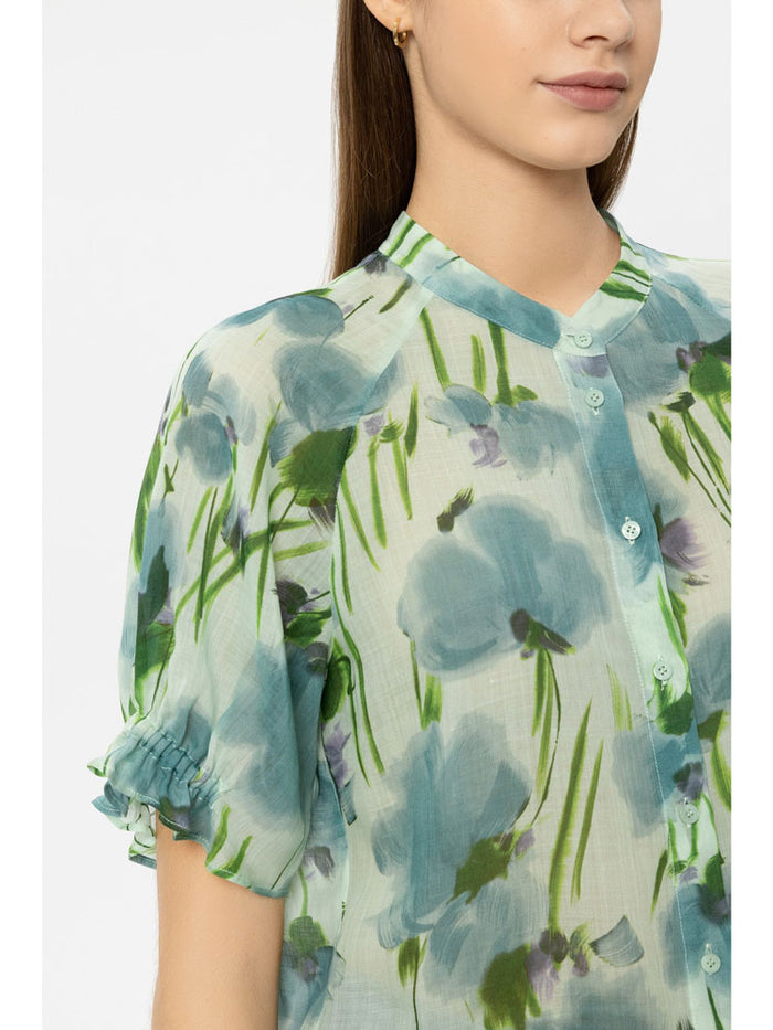 Luisa Cerano Floral Blouse Blue & Green
