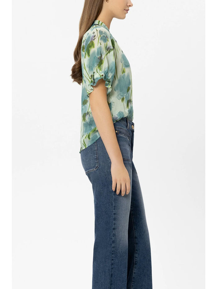 Luisa Cerano Floral Blouse Blue & Green