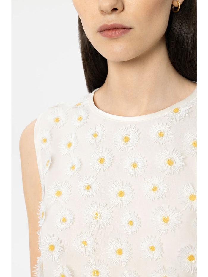 Luisa Cerano Flower Top White