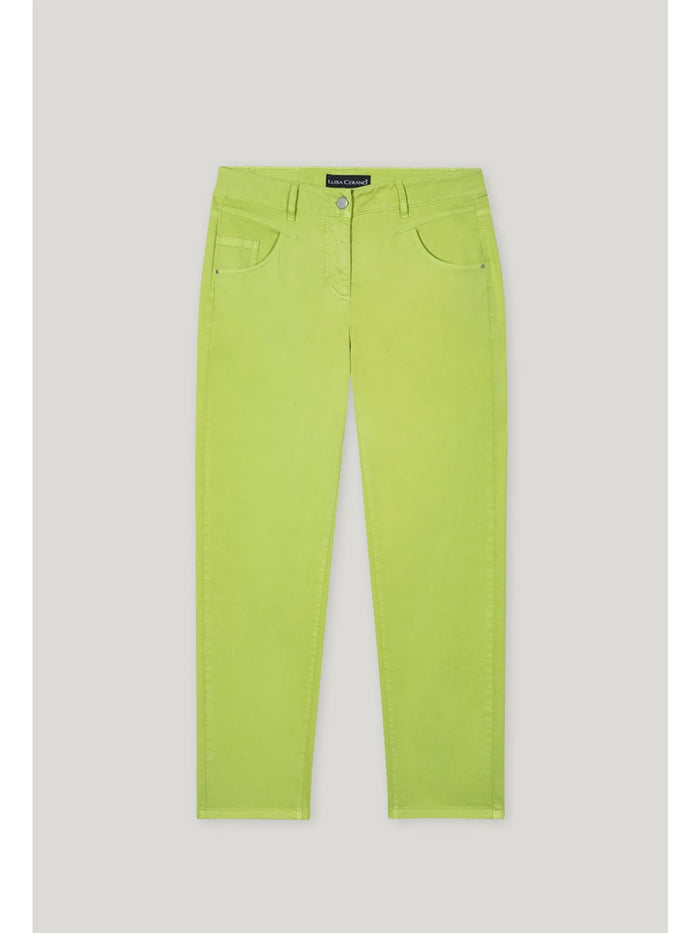 Luisa Cerano High-Stretch Tapered Denim Trousers Green