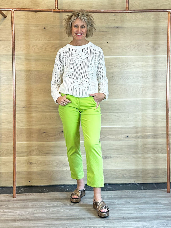 Luisa Cerano High-Stretch Tapered Denim Trousers Green