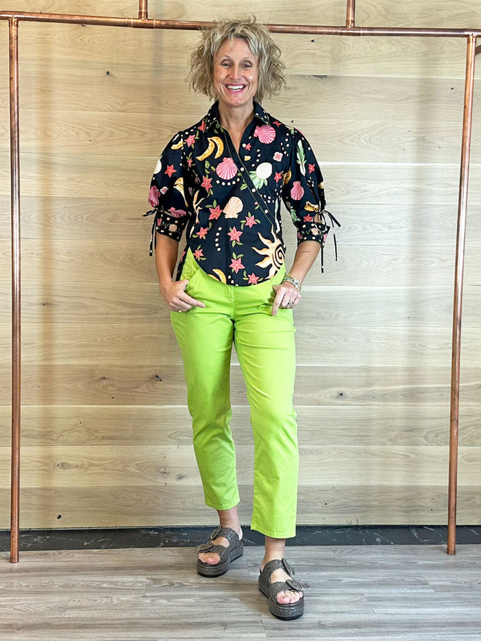 Luisa Cerano High-Stretch Tapered Denim Trousers Green