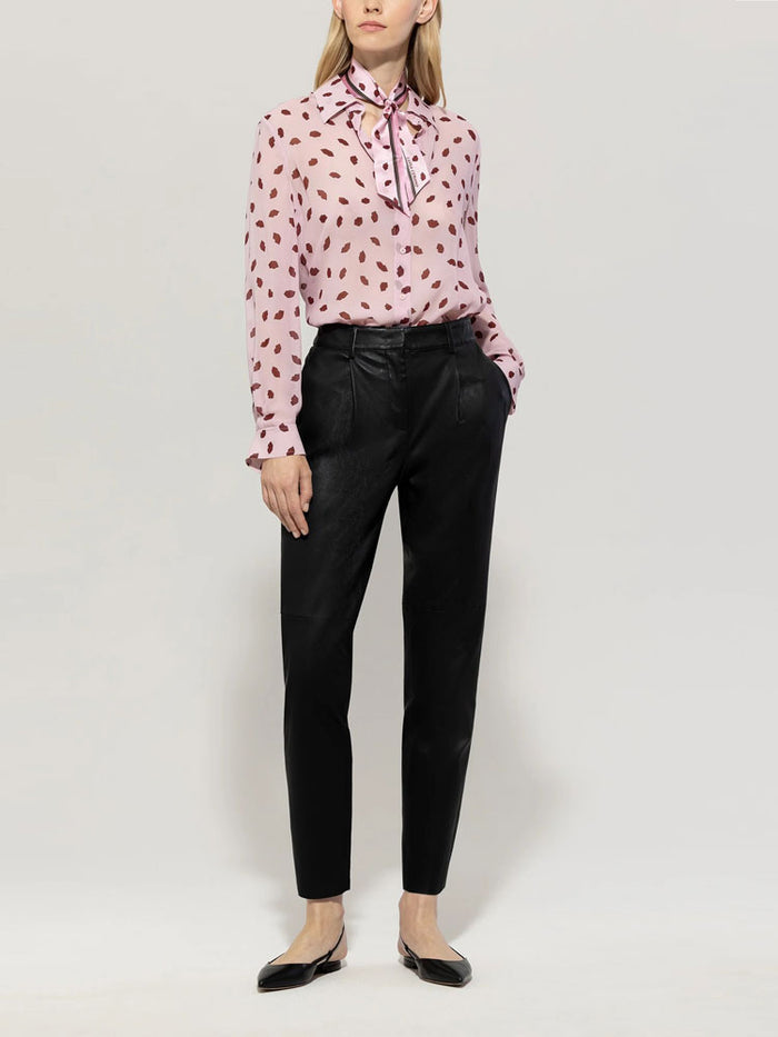 Luisa Cerano Printed Blouse with Lip Print