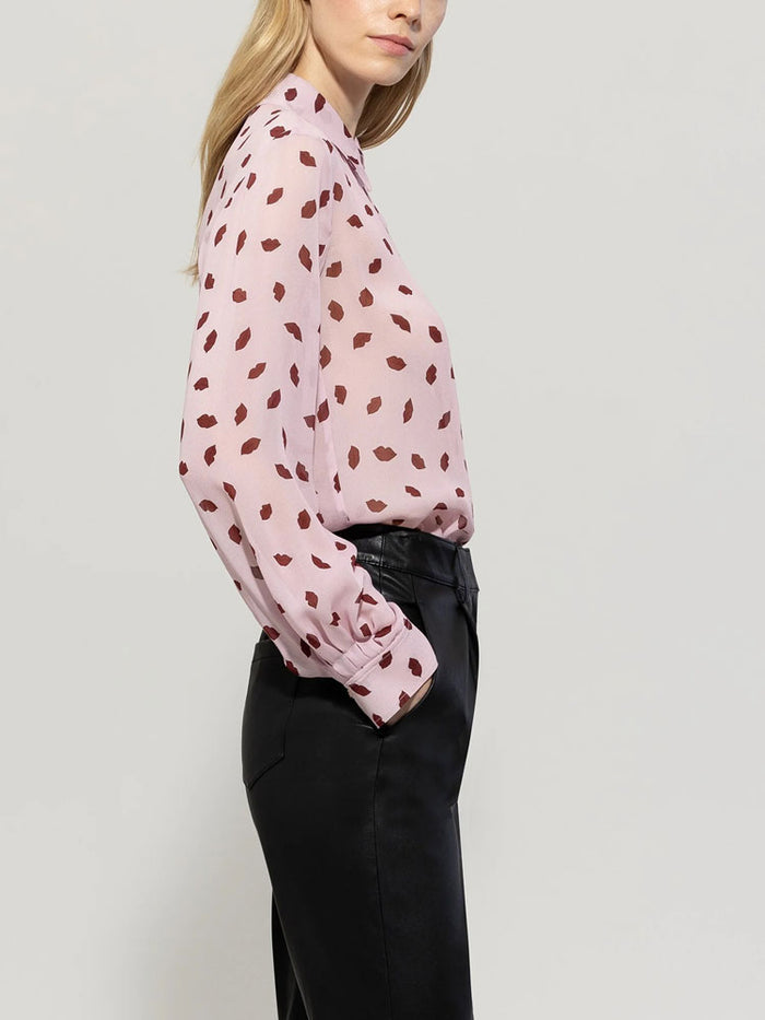 Luisa Cerano Printed Blouse with Lip Print