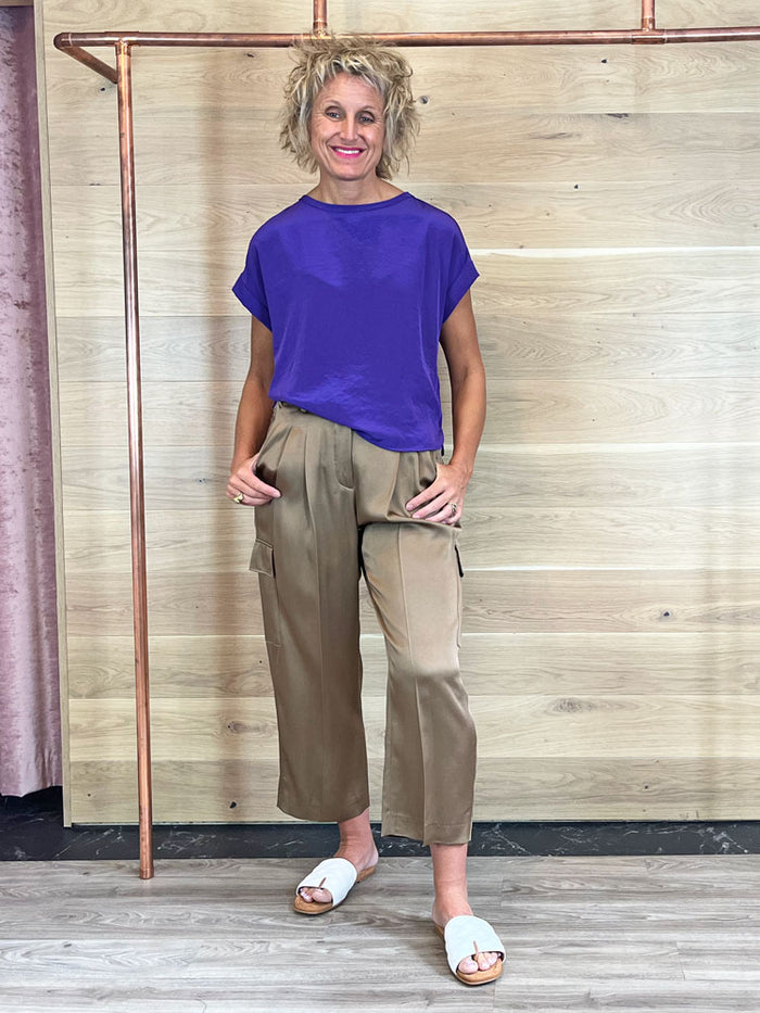 Luisa Cerano Satin Cargo Pants Miso