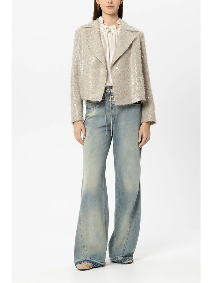 Luisa Cerano Sequin Jacket Taupe