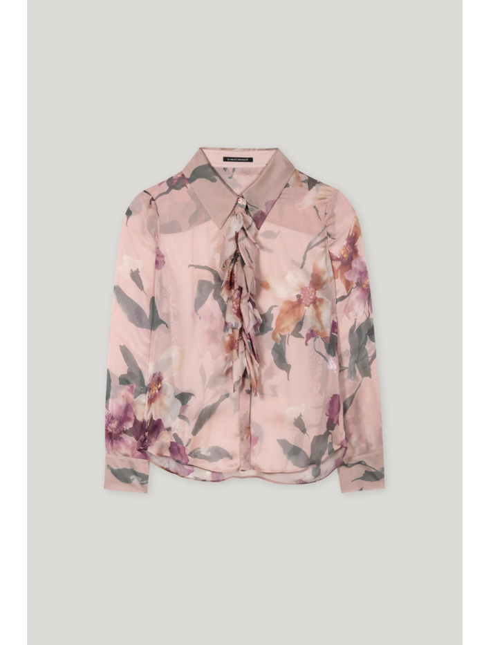 Luisa Cerano Silk Floral Blouse Pink