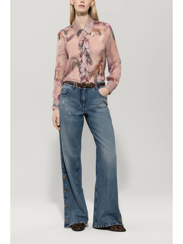 Luisa Cerano Silk Floral Blouse Pink