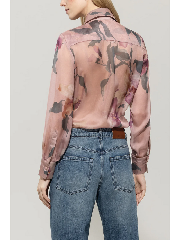 Luisa Cerano Silk Floral Blouse Pink