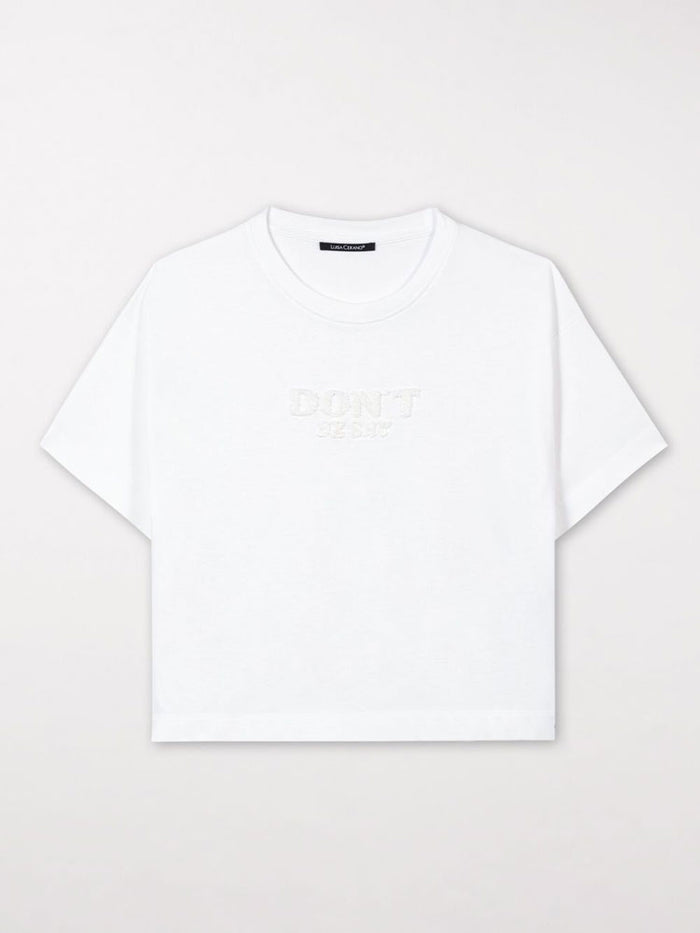 Luisa Cerano T-Shirt with Embroidery White