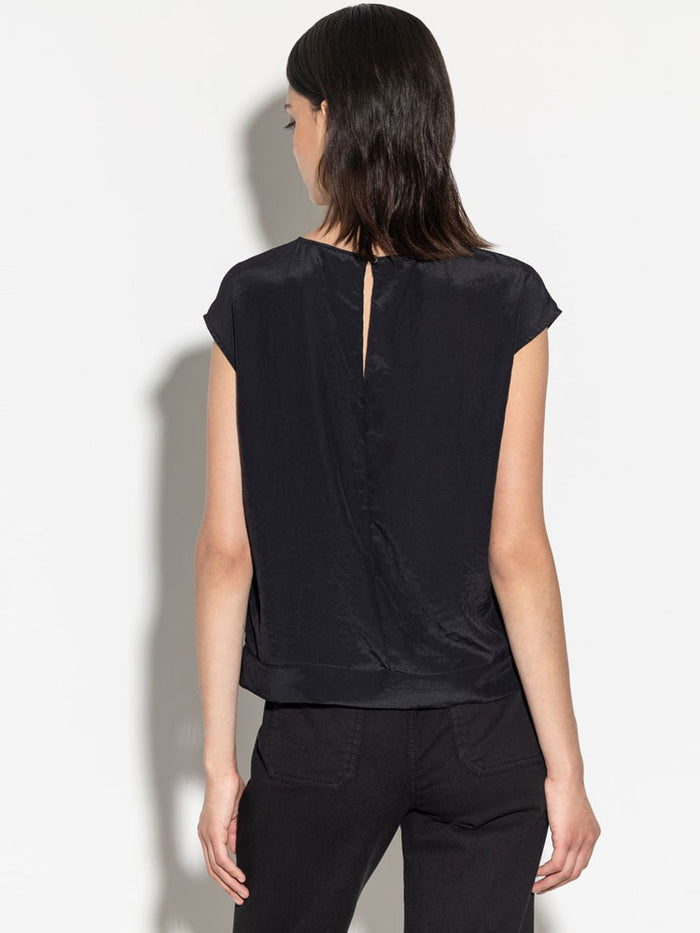 Luisa Cerano Techno Silk Top Deep Black
