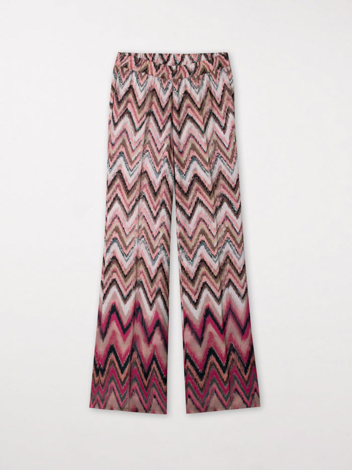Luisa Cerano Zig Zag Printed Trousers Pink & Barolo