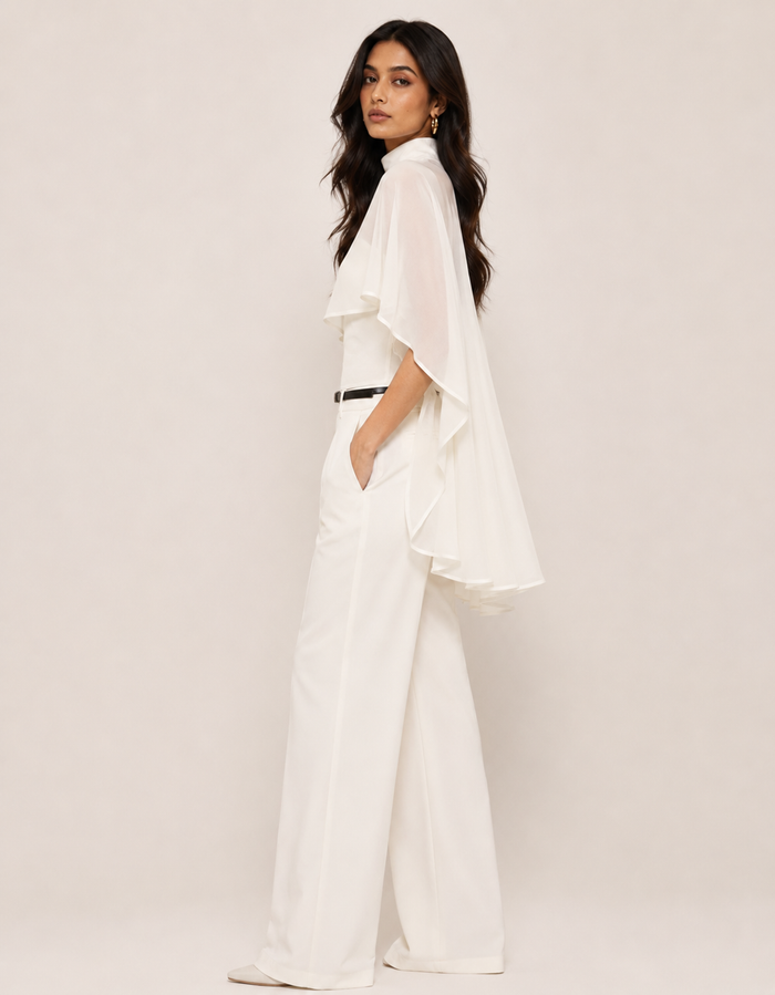 Magica Tube Top with Sheer Cape  - Apricot