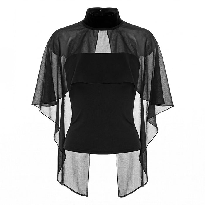 Magica Tube Top with Sheer Cape  - Black