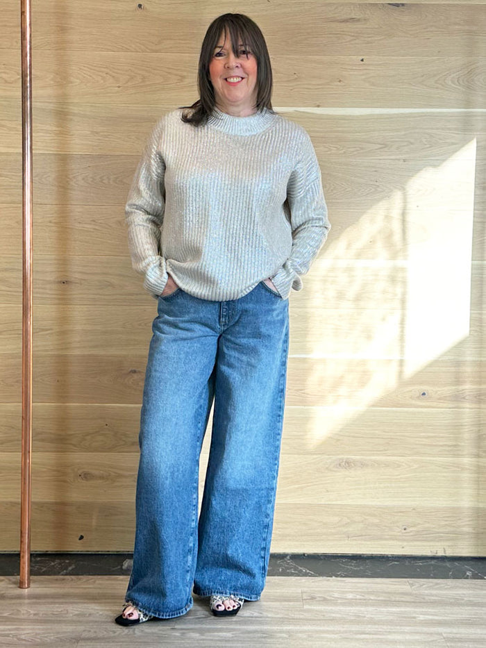 Marc Aurel Jumper with Metallic Coating Light Sand