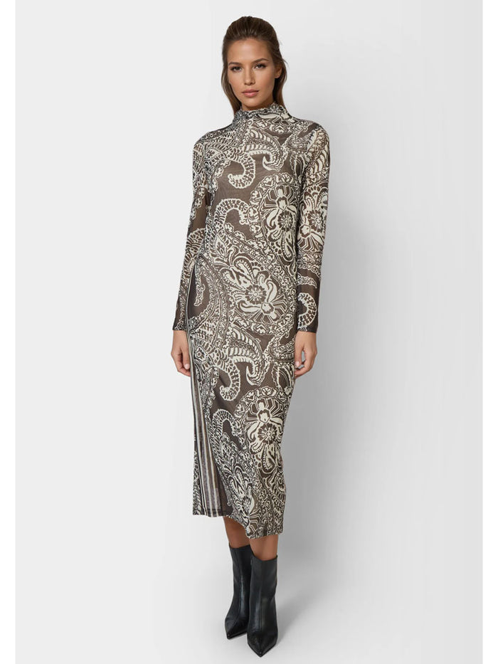 Marc Aurel Mesh Printed Dress Black