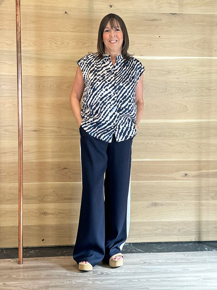 Marc Aurel Side Stripe Trousers Navy