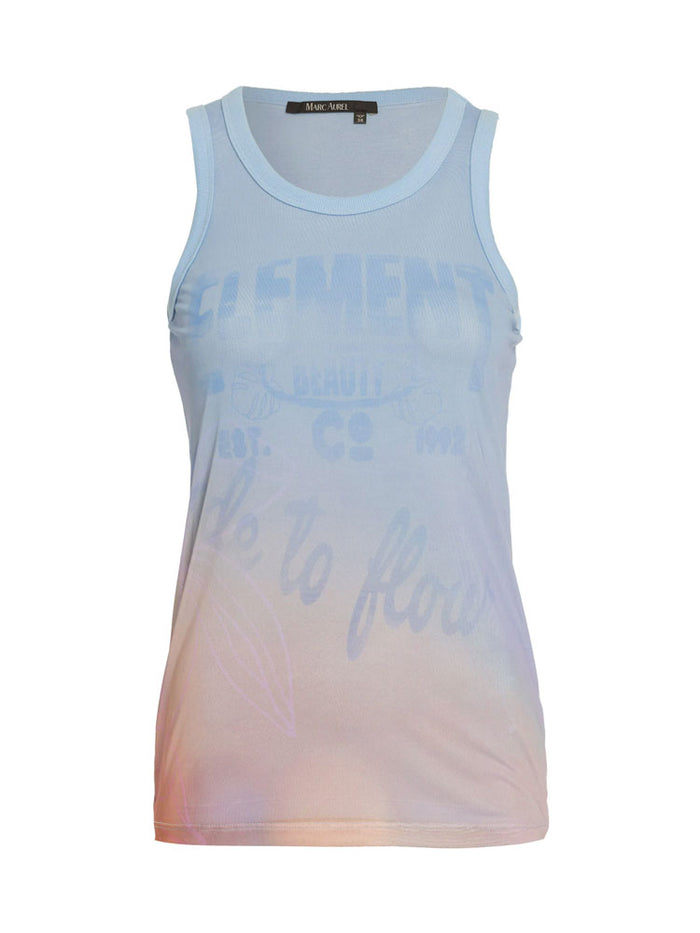 Marc Aurel Vest Top Blue Patterned