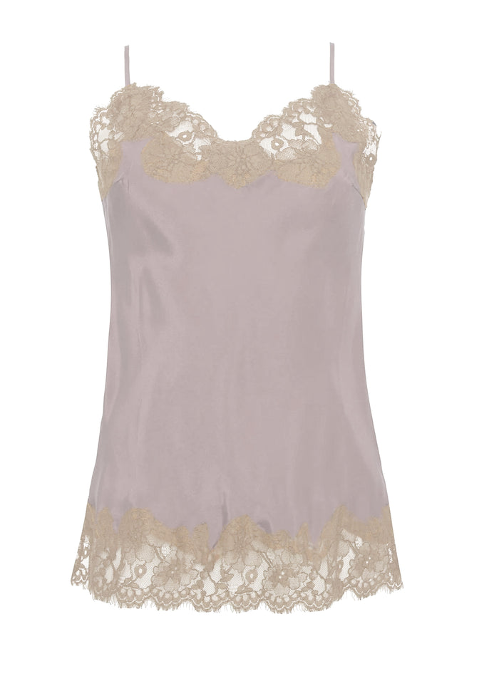 Marilyn Lace Silk Cami - Pale Mauve/Gardenia