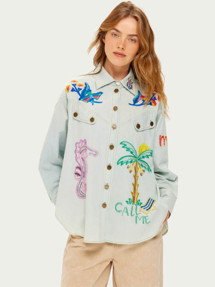 Me369 Adelyn Oversized Embroidered Shirt