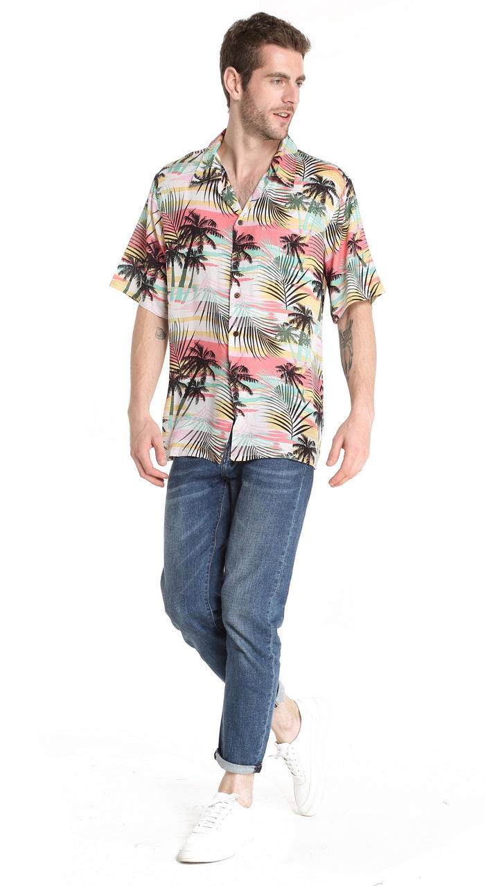 Men's Aloha Shirt Sunset Neon Pastel