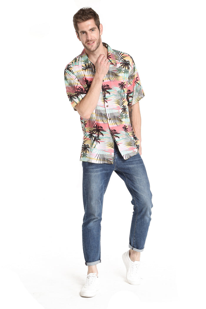 Men's Aloha Shirt Sunset Neon Pastel