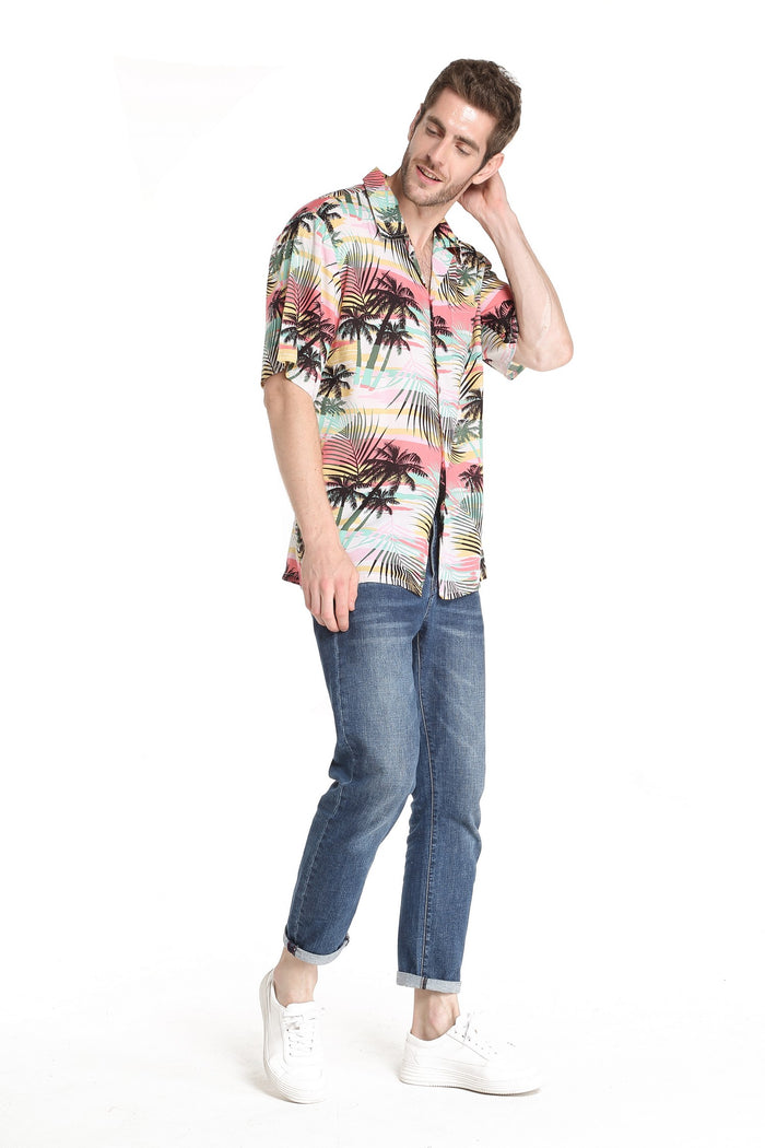 Men's Aloha Shirt Sunset Neon Pastel