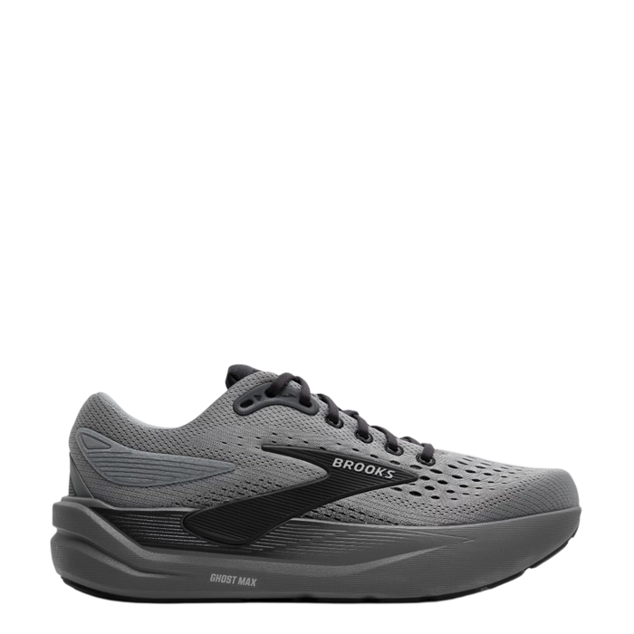 Gray running shoe with 'Brooks' branding on a white background