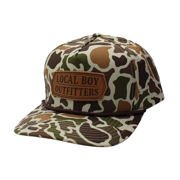 Men's Leather Crest Perforated Rope Hat