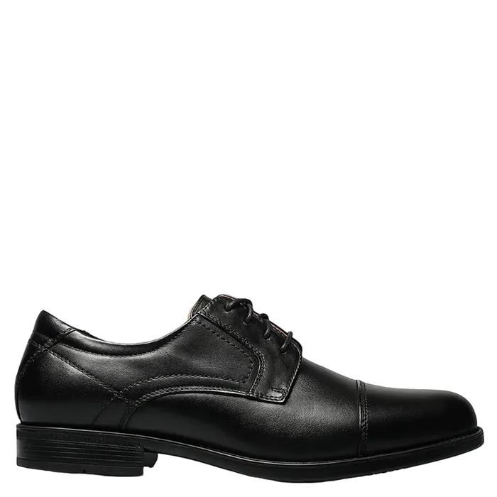 Black dress shoe on a white background