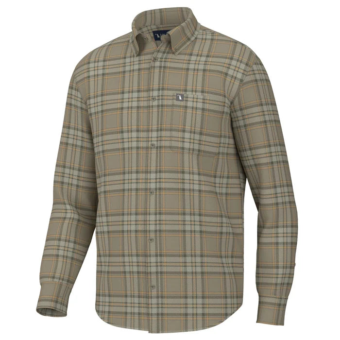 Plaid shirt with a brand logo on a white background