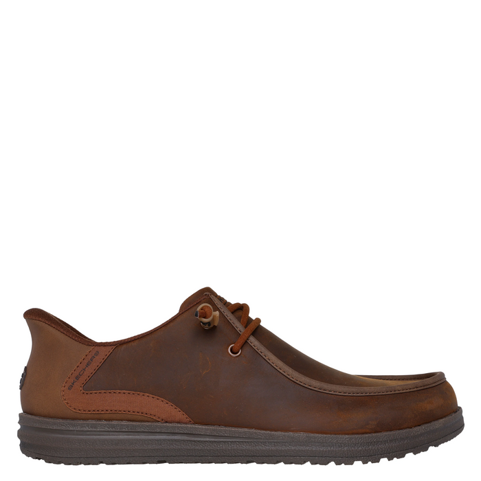 Brown leather shoe on a white background