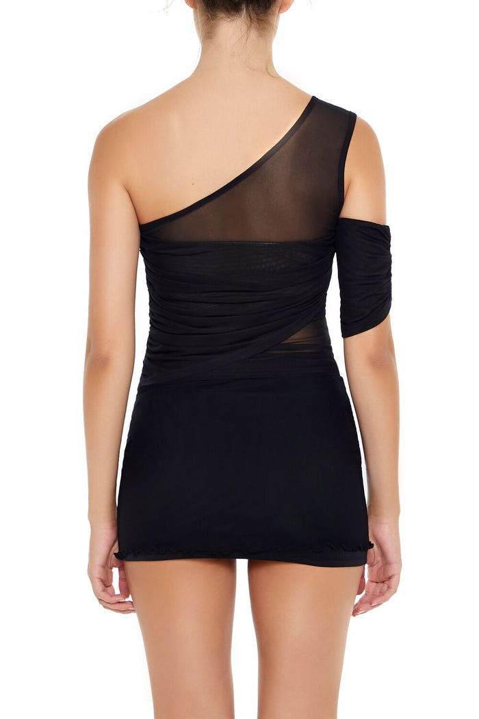 Mesh One-Shoulder Crop Top
