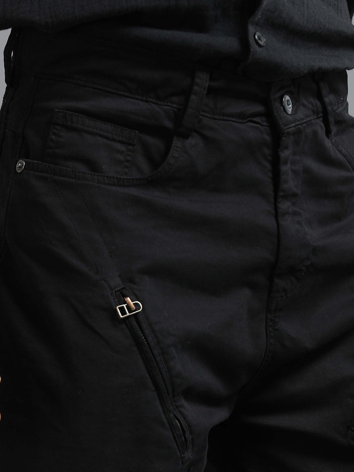 Black Loose Fit Formal Pants for Men detail view - Milano Zip Trouser by Italian Colony