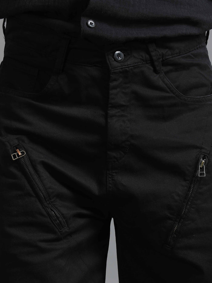 Black Loose Fit Formal Pants for Men detail view - Milano Zip Trouser by Italian Colony