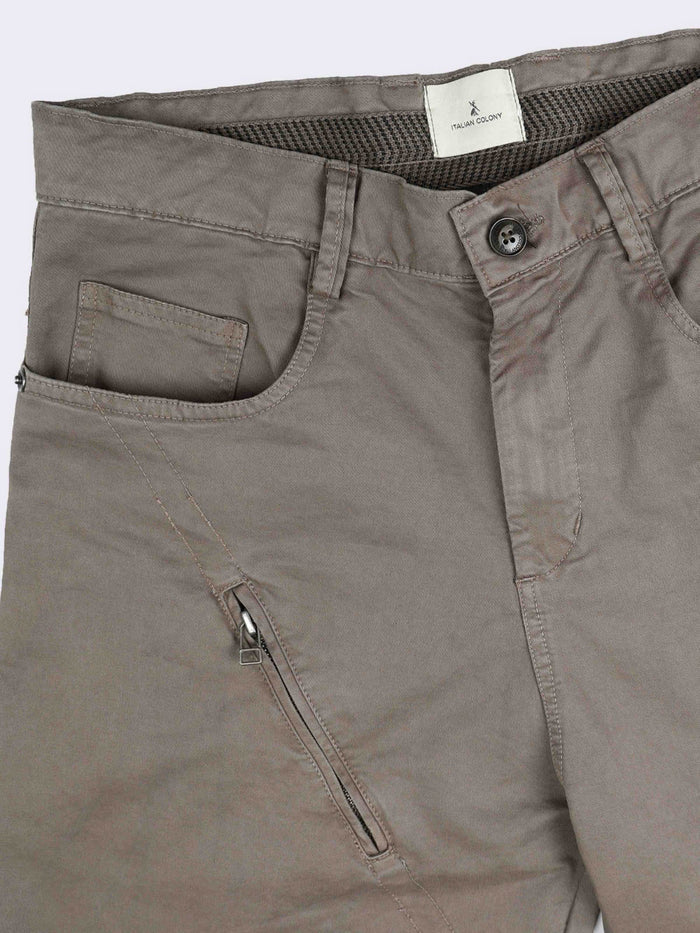 Grey Loose Fit Formal Pants for Men detail view - Milano Zip Trouser by Italian Colony