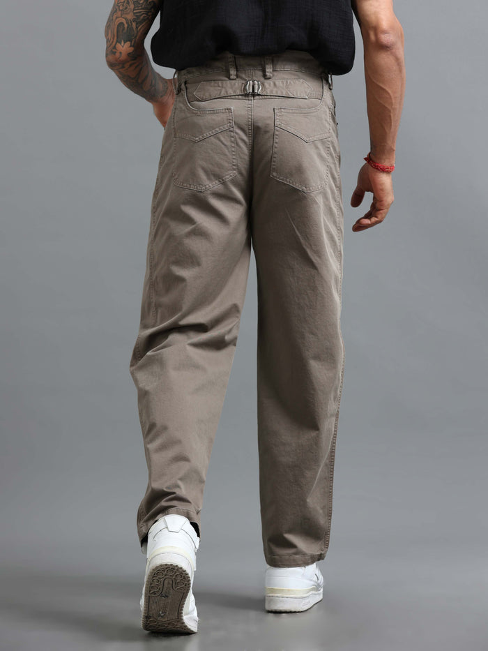 Grey Loose Fit Formal Pants for Men detail view - Milano Zip Trouser by Italian Colony