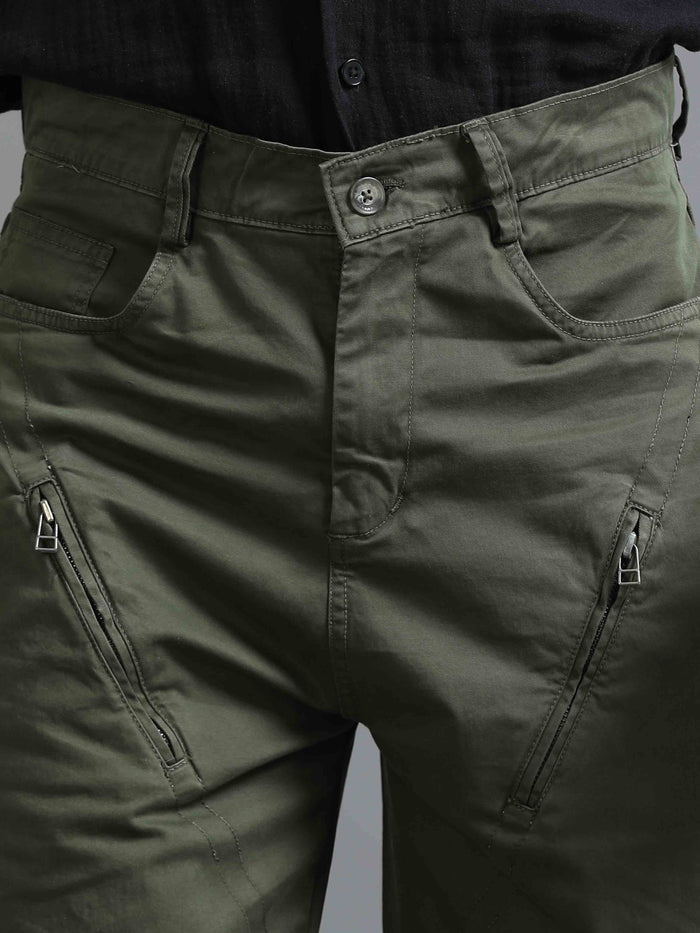 Olive Loose Fit Formal Pants for Men detail view - Milano Zip Trouser by Italian Colony