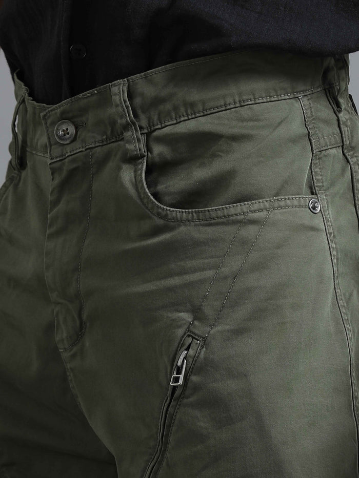 Olive Loose Fit Formal Pants for Men detail view - Milano Zip Trouser by Italian Colony