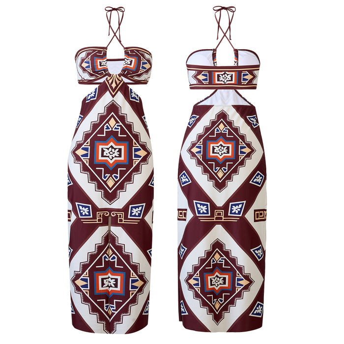 Mint Breeze Bikini Cover-up Set - Brown