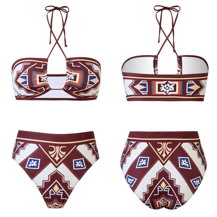 Mint Breeze Bikini Cover-up Set - Brown