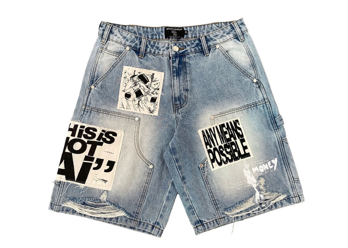 Mixed Emotions AI Denim Shorts Blue