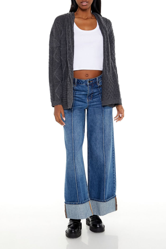Mixed Knit Cardigan Sweater